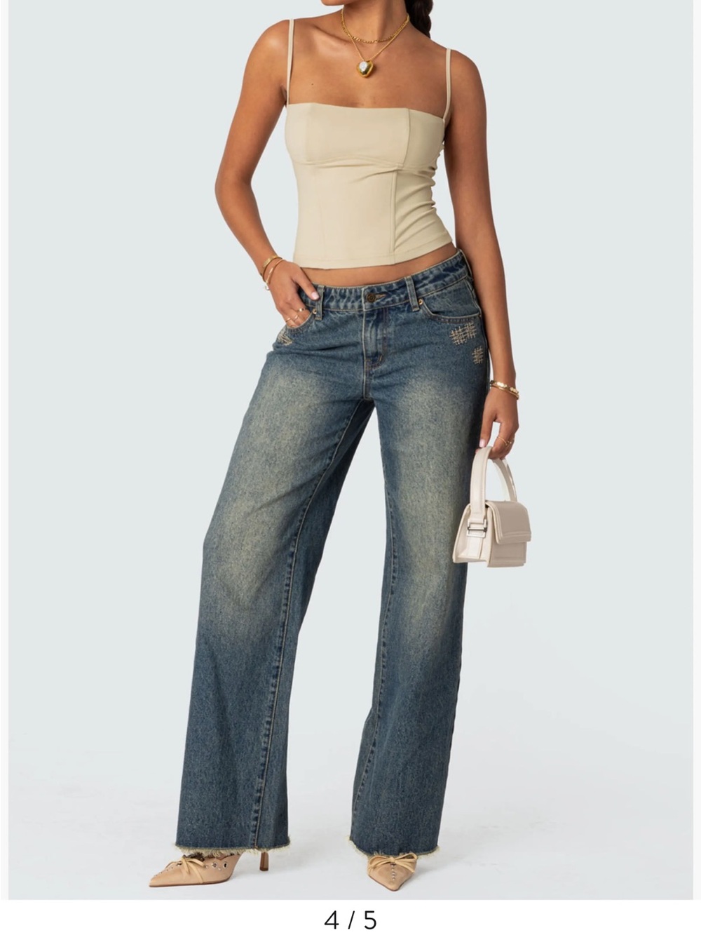 Edikted Beige Juno Corset Crop Camisole
